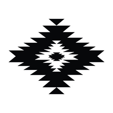 Black geometric navajo pattern vector silhouette illustration for textile and fabric design.