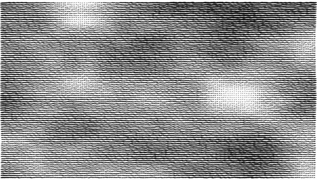 Monochrome horizontal line halftone illustration, abstract textured smoke and light pattern. Grayscale vector background overlay template
