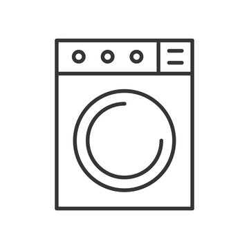 Washing machine line icon. Editable stroke. Vector illustration