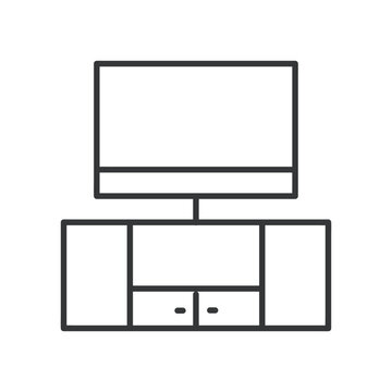 Television line icon. Editable stroke. Vector illustration