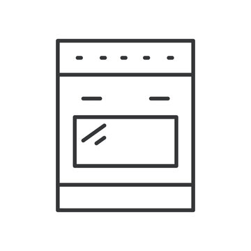 Kitchen stove line icon. Editable stroke. Vector illustration