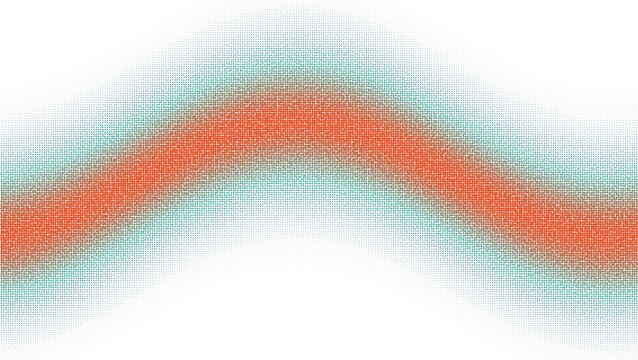 Orange and turquoise halftone dotted wave illustration, abstract dynamic curved line pattern. Colorful vector background overlay template. vector
