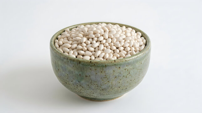 Raw white beans in a ceramic bowl illustration