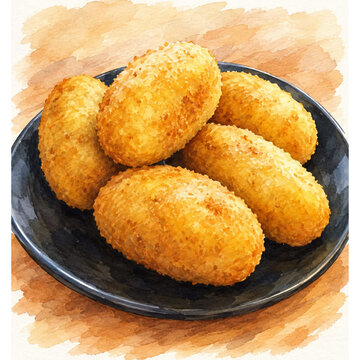 Deep-fried grated cassava with spicy oncom filling