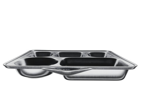 Lunch Box Container Ompreng Stainless Steel 5 Compartment 3D Render Side Flat
