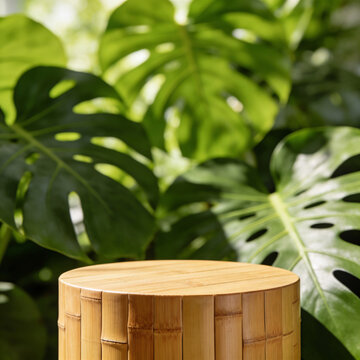 Background podium product display 3D stand platform wooden podium. Product podium background stage and natural background