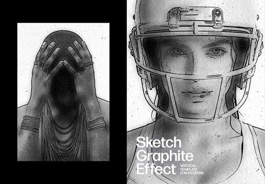 Vertical Graphite Pencil Sketch Effect For Poster And Print Design