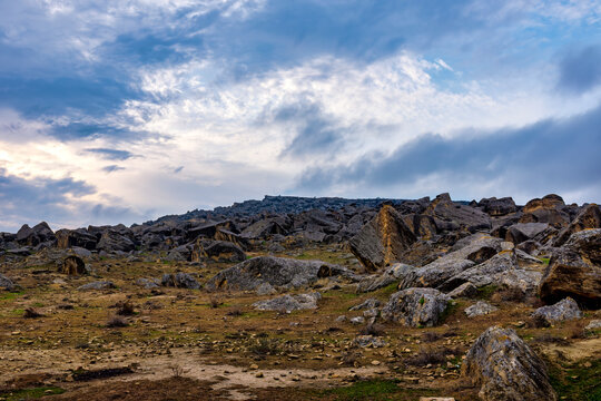 Gobustan National Park Rocky Landscape With Boulders