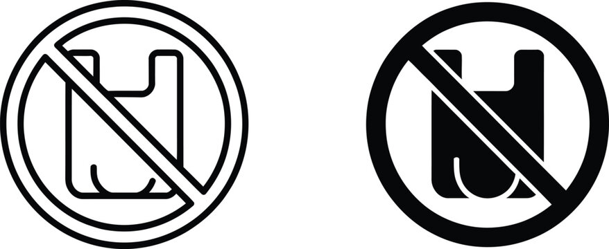 No plastic bag prohibition sign vector illustration