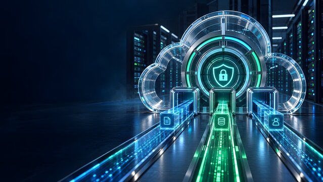 Secure cloud storage firewall transferring encrypted digital document data blocks through neon fiber network