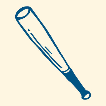 Wooden Baseball Bat Hand Drawn Vector Illustration