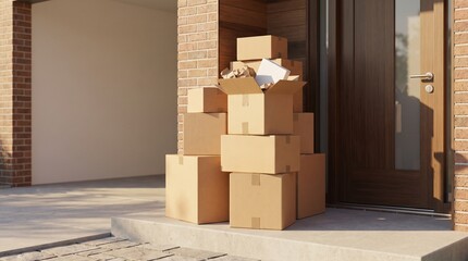 Fototapeta premium moving boxes in warehouse
