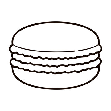French Macaron Cookie Dessert Line Art Vector Illustration