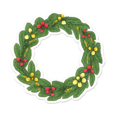 Obraz premium PNG Festive wreath with colorful flowers.