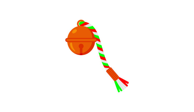 Traditional Japanese Suzu Bell Vector Illustration with Red and Green Rope
