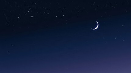 Fototapeta premium A serene night sky with a crescent moon and scattered stars