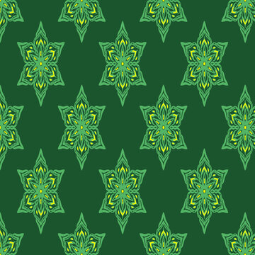 Seamless green Thai floral pattern background design vector illustration