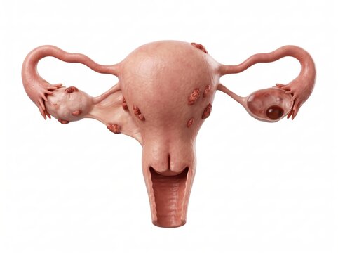 Human Uterus with Fibroids Medical Illustration