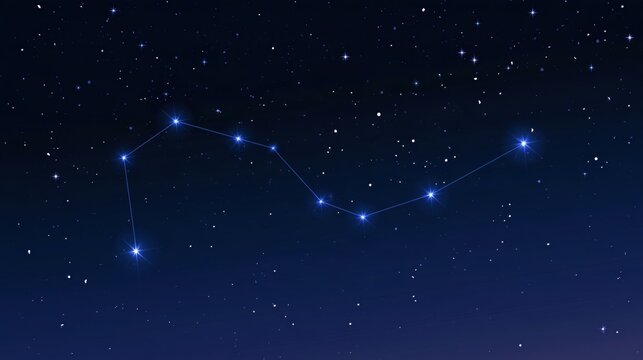 Deep space night sky with a prominent constellation and distant stars