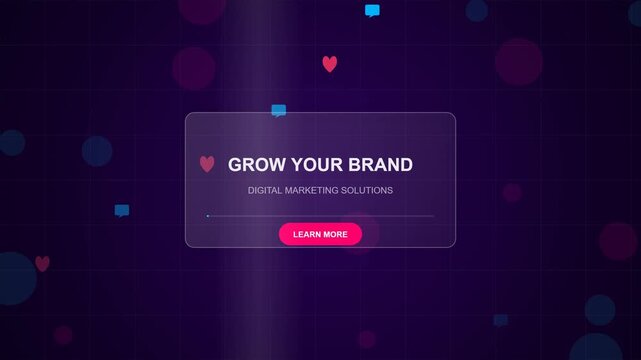 Grow Your Brand Social Media Marketing UI Animation Background.