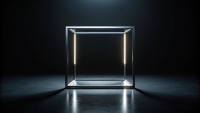 Dark Cube in Square Frame, black box, dark scene,  black box, dark scene