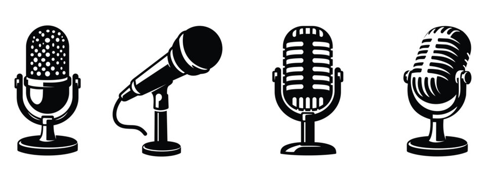 Microphone Icons set. variant microphone icon. Karaoke mic. Podcast microphone. web and mobile icons. vector illustration