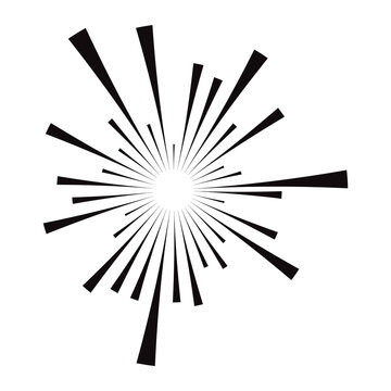 Black comic explosion and radial impact speed lines transparent PNG. Modern abstract sunburst and action effect for graphic design