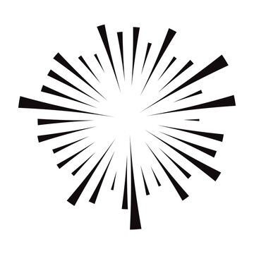 Black comic explosion and radial impact speed lines transparent PNG. Modern abstract sunburst and action effect for graphic design