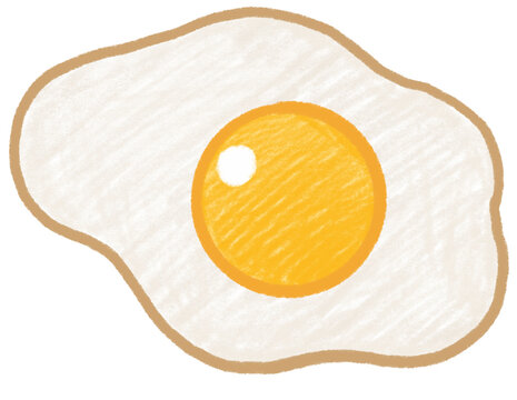 Hand Drawn Sunny Side Up Fried Egg Isolated on Transparent Background
