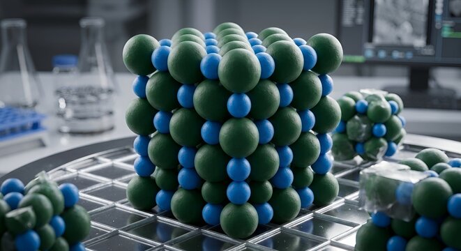 Detailed 3D scientific visualization of interconnected carbohydrate molecules with carbon, hydrogen, and oxygen atoms. Realistic molecular bonds and atomic structure floating against a soft-focused.