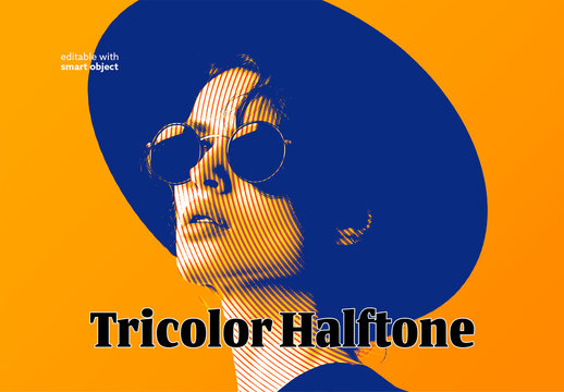 Tricolor Halftone Photo Effect