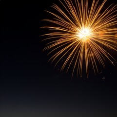 Fototapeta premium Golden fireworks exploding in dark night sky celebrating
