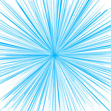 Blue comic speed lines transparent PNG. Modern radial sunburst and manga action effect for graphic design