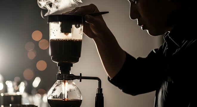 Barista Brewing Specialty Coffee with Syphon Vacuum Maker