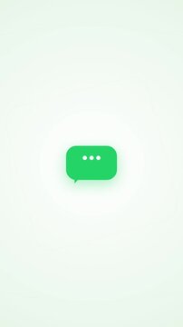 Minimalist green chat bubble icon on light background