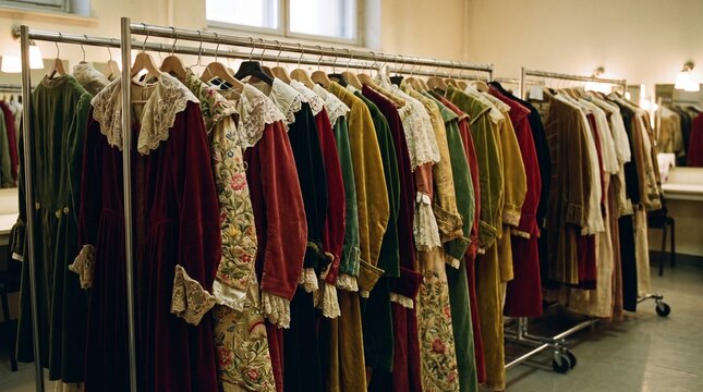 Colorful clothing collection displayed on racks in retail store