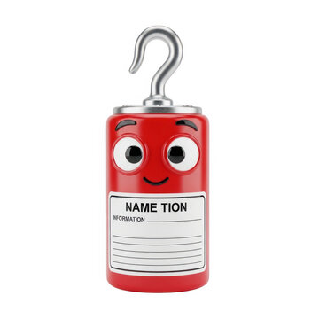 Happy red robot with a hook nose