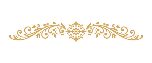 Golden Vintage Floral Text Divider Ornament Transparent PNG © Pixora
