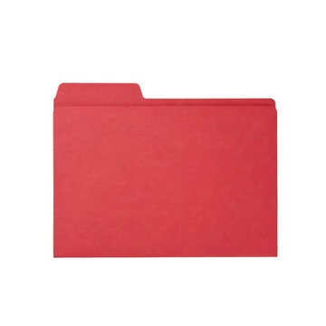 A single red paper file folder used for organizing documents and office records isolated on a transparent background
