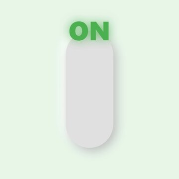 Minimalist 3D toggle switch design with green ON text