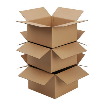 Stack of three brown cardboard boxes