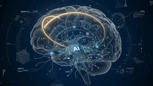 Digital Visualization of Human Brain with AI Microchip Implant and Neural Interface Circuitry