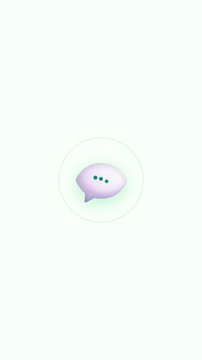 Minimalist chat bubble icon with three dots on light background