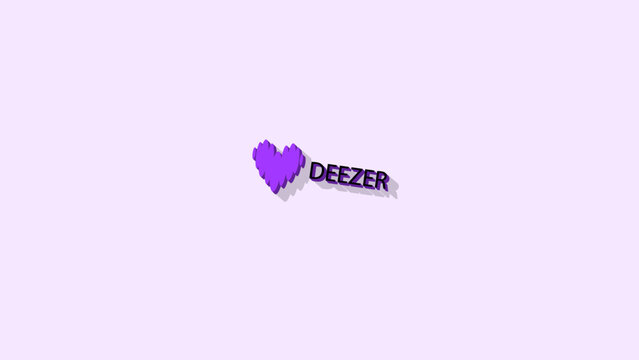 Deezer app logo render featuring purple heart shape on minimalist background. Editorial use only.
