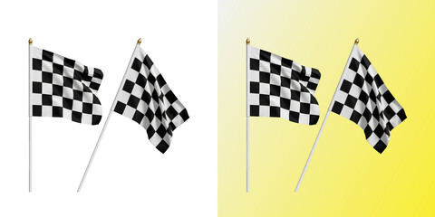 Fototapeta premium Checkered racing flags on poles for competition and finish line success