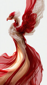 Red and White Fabric Phoenix Sculpture with SEO Optimized Title and Description and 50 Tags