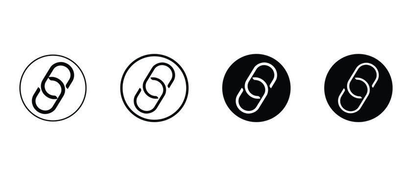 Chain Link Connection Symbol Set, Link and Networking Icons in Outline and Solid Styles, Vector Illustration