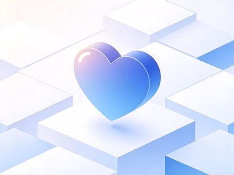 Blue heart on geometric blocks