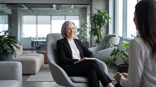 Businesswoman conducting mentoring conversation