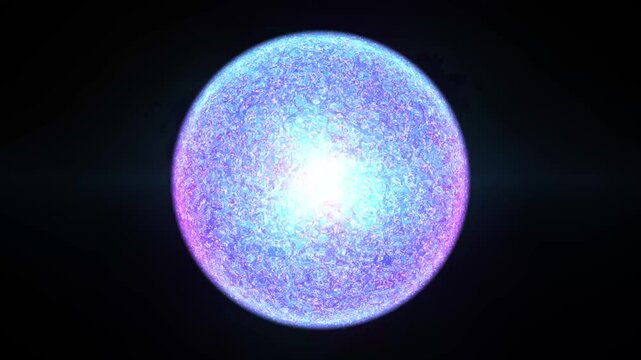 Glowing abstract energy sphere with pulsing neon light and plasma texture